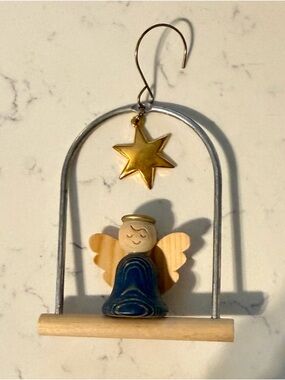 Vintage Aarikka Finland Wooden Angel Mobile Ornament 1970s